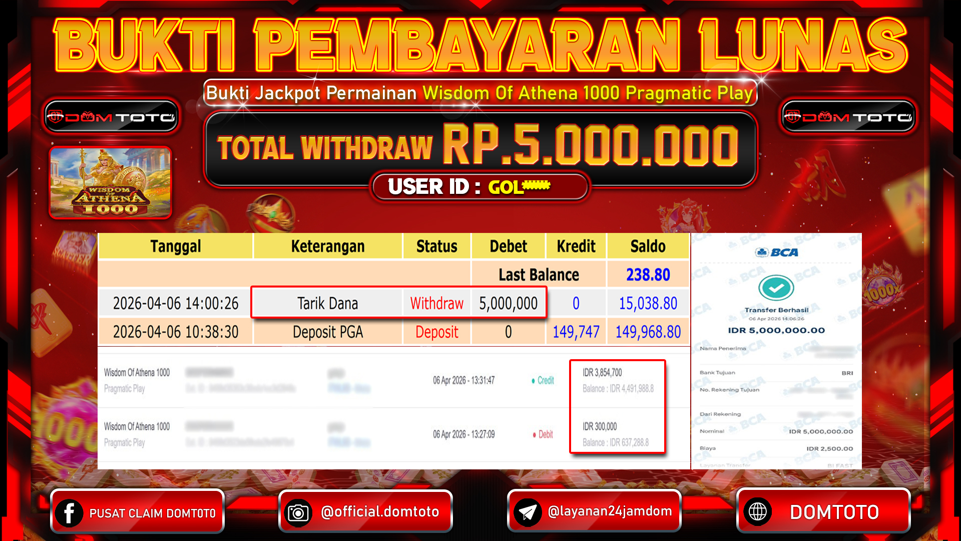 JACKPOT SLOT Wisdom Of Athena 1000 Pragmatic Play 06 APRIL 2026